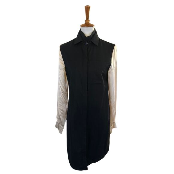 Derek Lam 10 Crosby Wool & Silk Two-Tone Shirt Dress – Detachable Collar, Size 4 - Picture 1 of 8